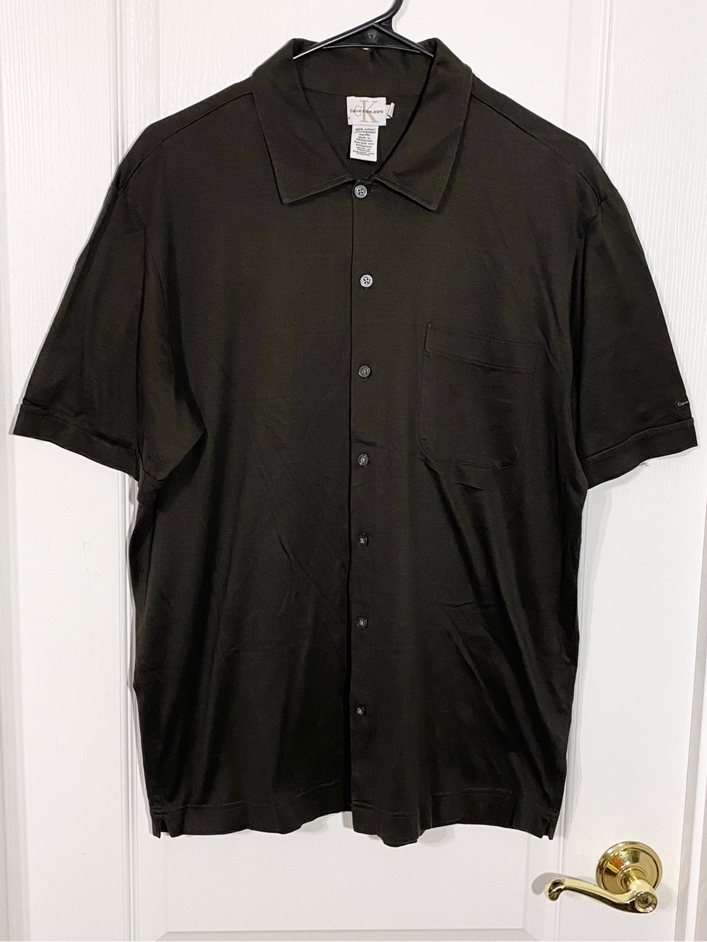 Y2K VTG Calvin Klein Knit Button Down Shirt Black Men’s Large